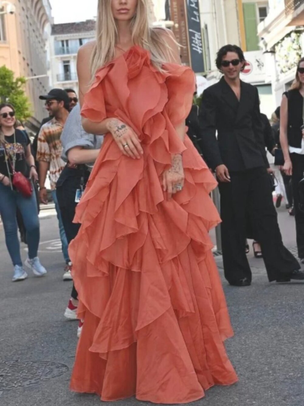 AJE Pandorea Layered Tulle Maxi Dress In Orange